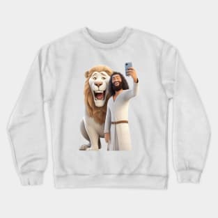 The Lion and the Lamb: Selfie of the Lion of Judah Crewneck Sweatshirt